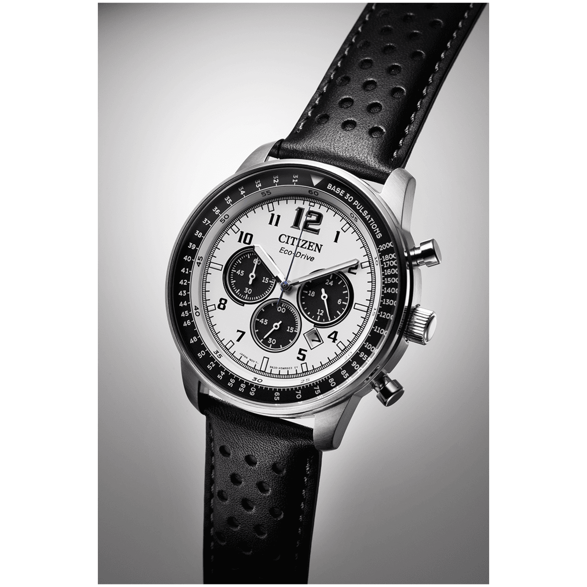 Citizen Eco-Drive Panda Chronograph White Dial Men's Watch - CA4500-32A