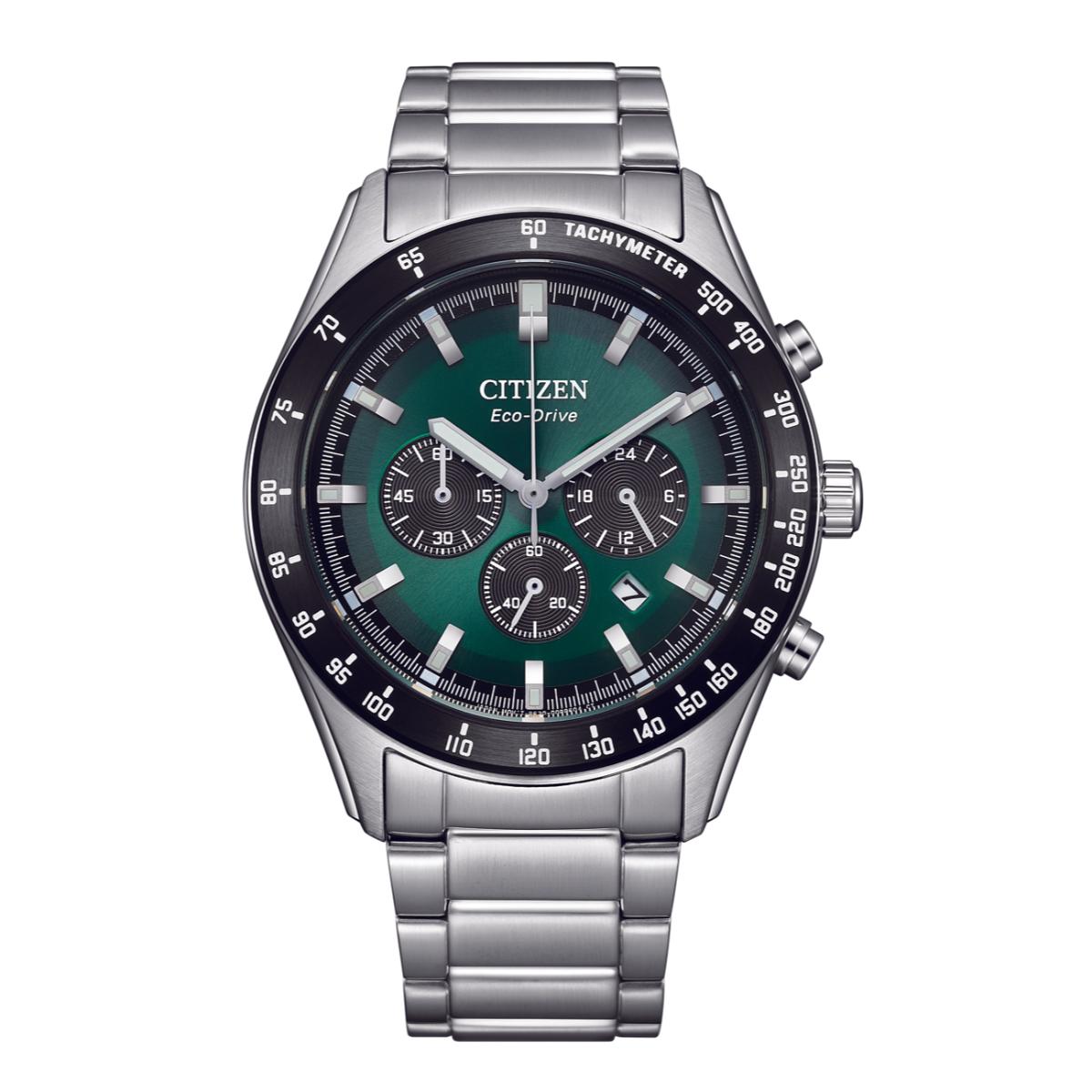 CITIZEN Eco-Drive Green Dial Analog Chronograph Men's Watch CA4674-58X