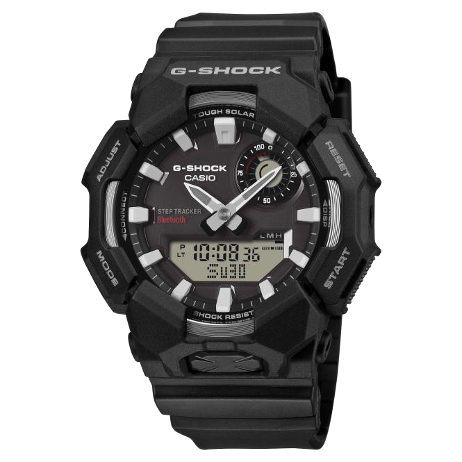 Black G-Shock Casio watch on a white background