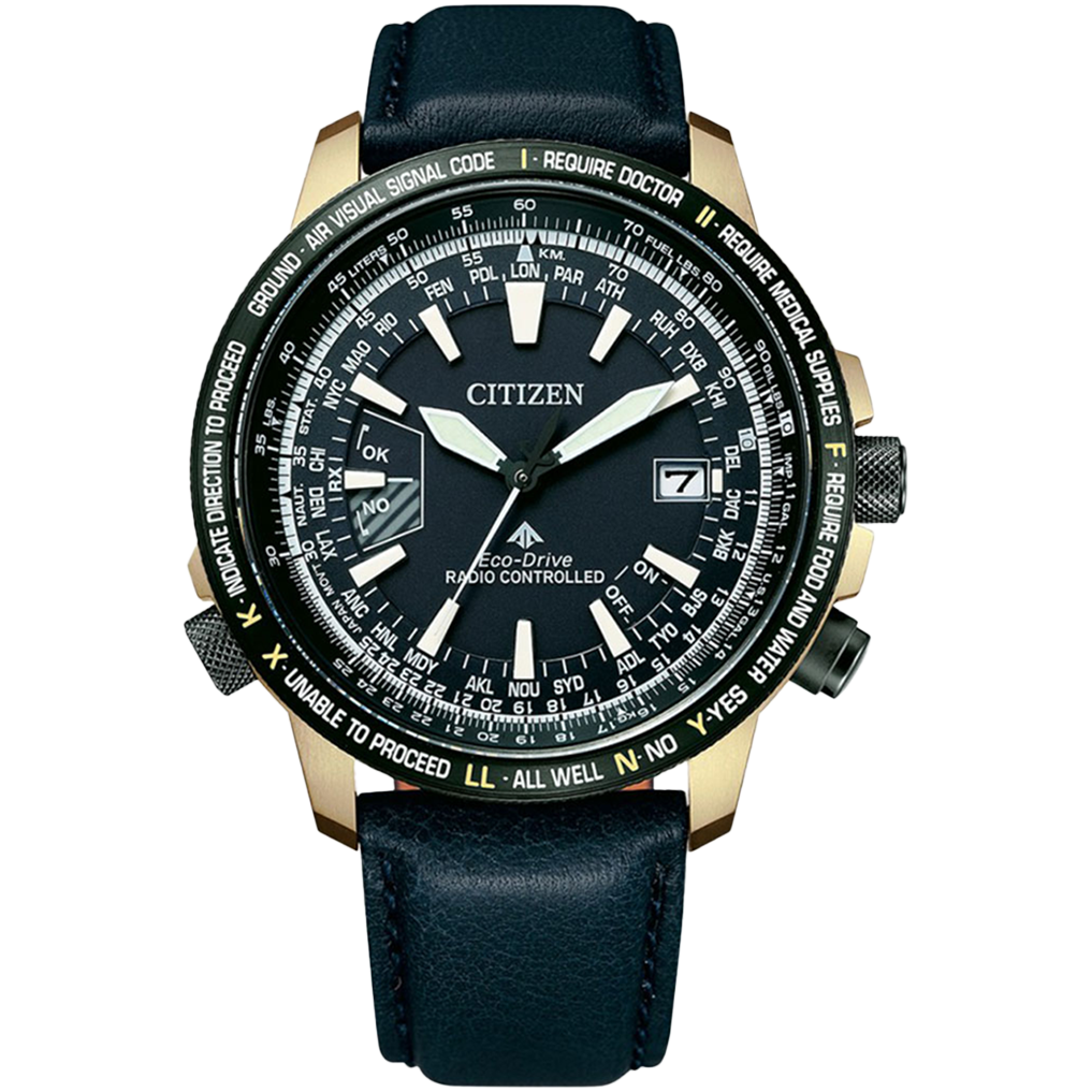 Citizen Eco drive Blue Dial With Leather Strap Men Watch - CB0204-14L