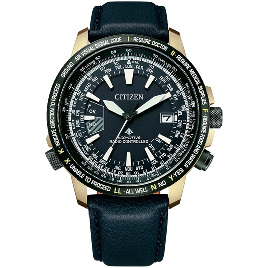 Citizen Eco drive Blue Dial With Leather Strap Men Watch - CB0204-14L