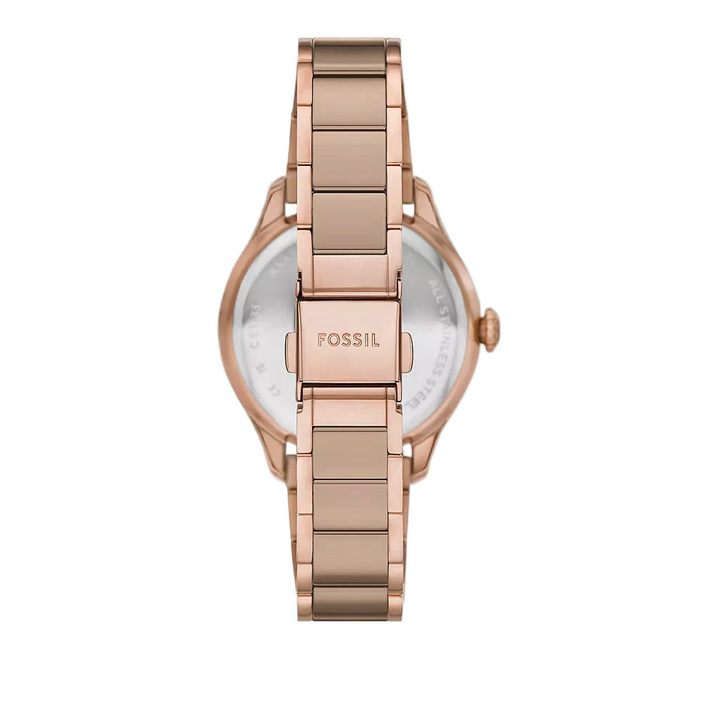 Fossil Gilmore Quartz Rose Gold Dial Analog Ceramic Women Watch CE1133