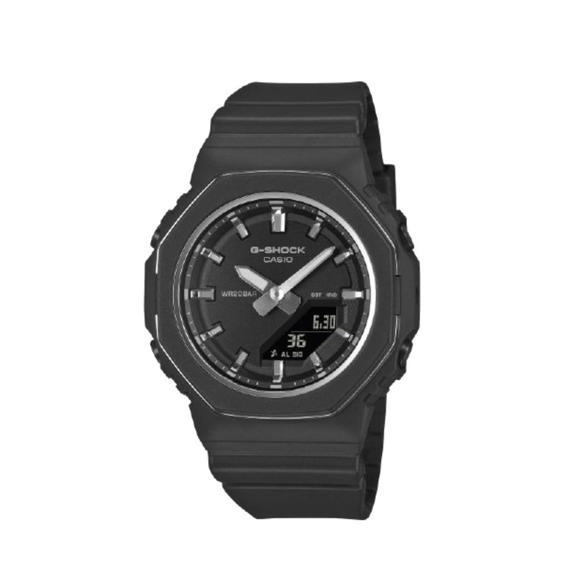 Black G-Shock watch on a white background