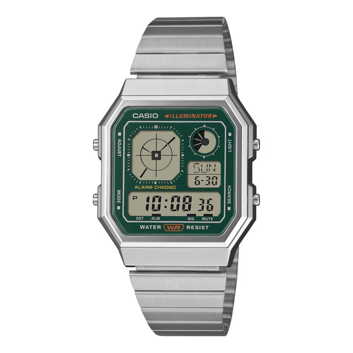 CASIO VINTAGE A130WE-3A Green Dial Digital Unisex Watch D448