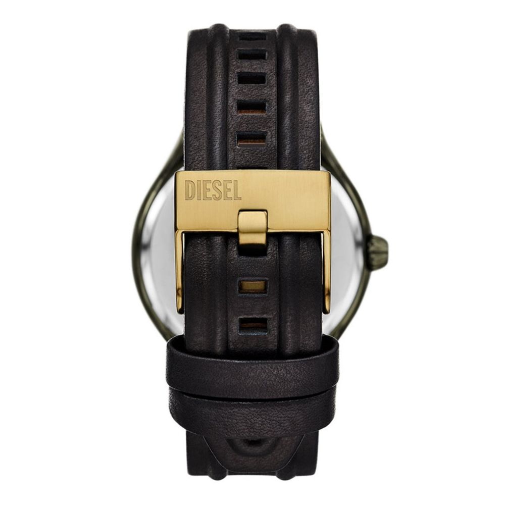 Diesel Streamline Green Dial Analog Leather Strap Men Watch DZ2218
