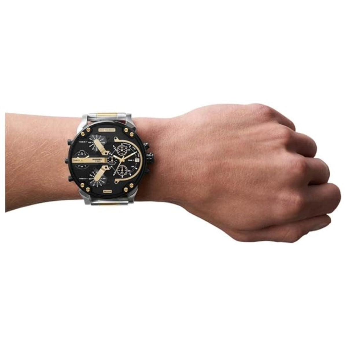 Diesel Mr Daddy 2 Black Dial Analog Chronograph Stainless Steel Men Watch DZ7459