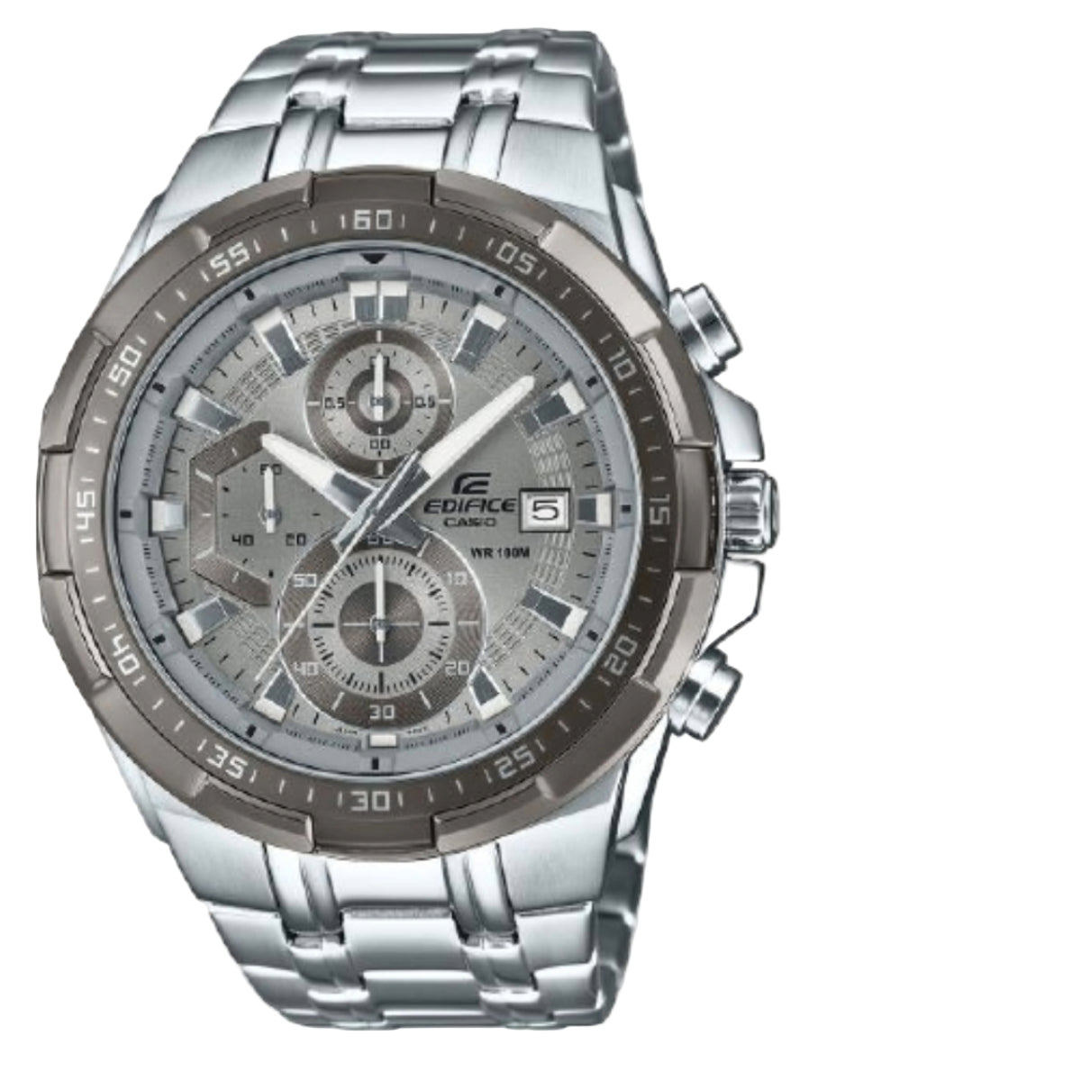 Silver Casio Edifice watch on a white background