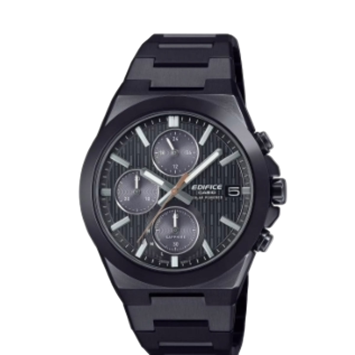 Black Casio Edifice watch on a white background