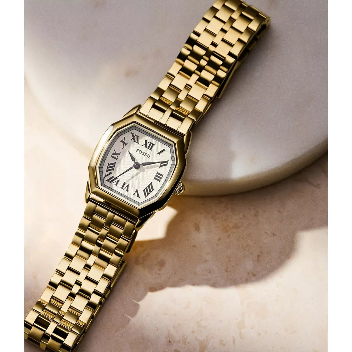 Fossil Harlow Three-Hand Gold-Tone Stainless Steel Women Watch ES5361