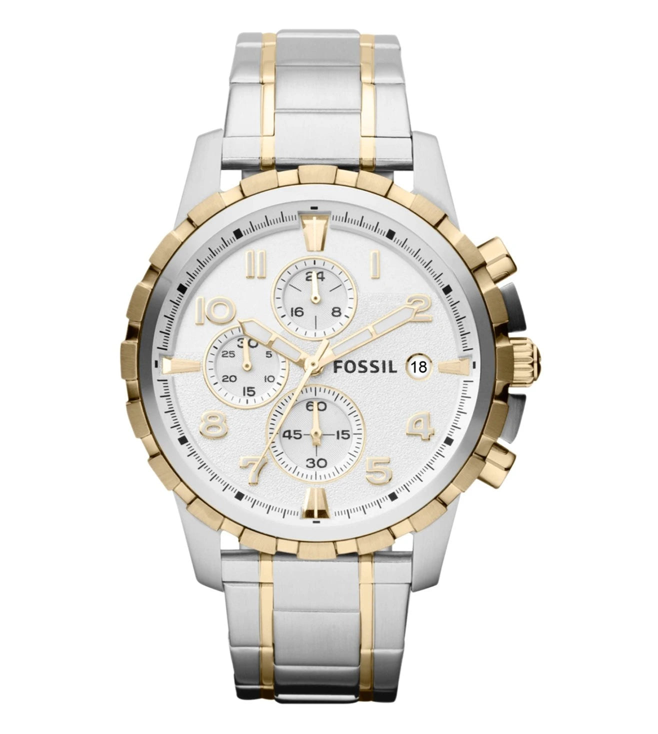 FS4795 FOSSIL Silver Dial Dean Chronograph Watch (Men)