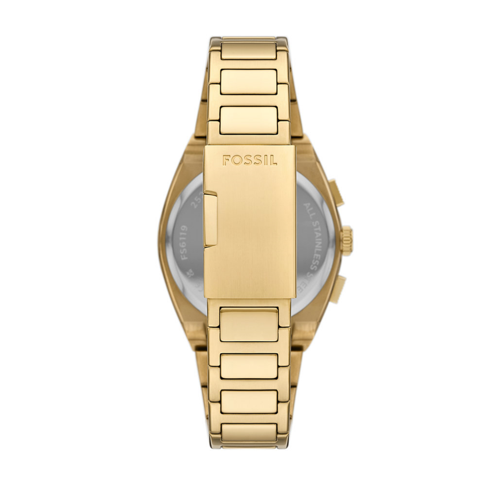 Fossil Quartz Gold Dial Chronograph Stainless Steel Men Watch FS6119