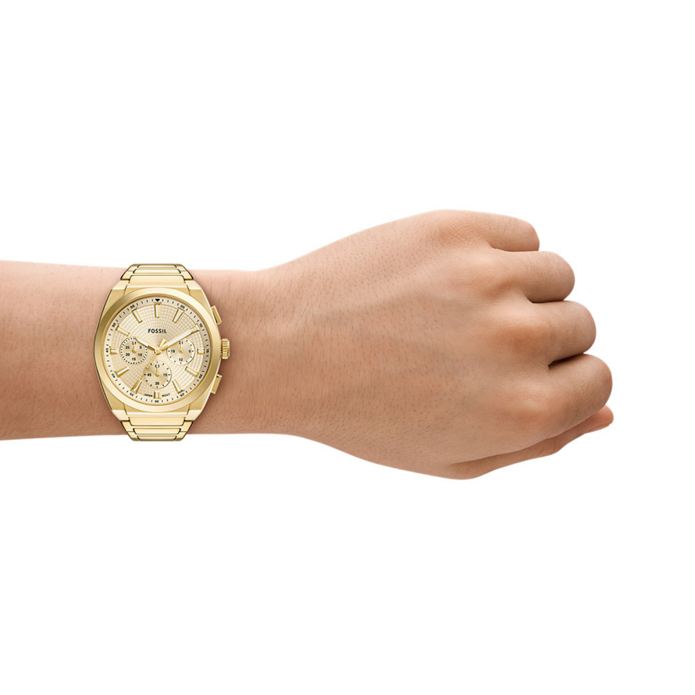 Fossil Quartz Gold Dial Chronograph Stainless Steel Men Watch FS6119