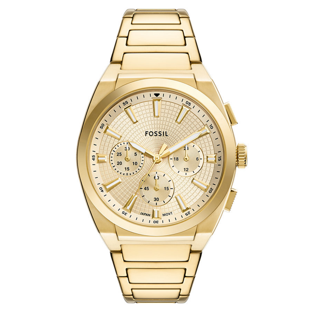 Gold Fossil watch on a white background
