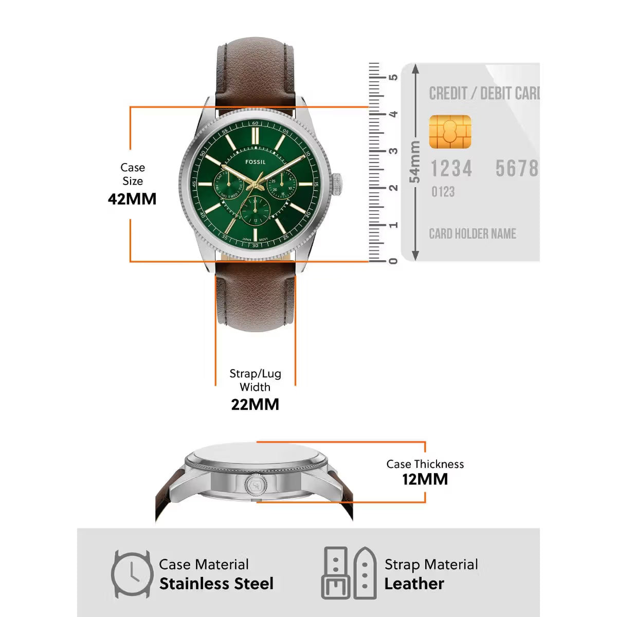 Fossil Pearson Quartz Green Dial Multi-Function Men's Watch FS6137