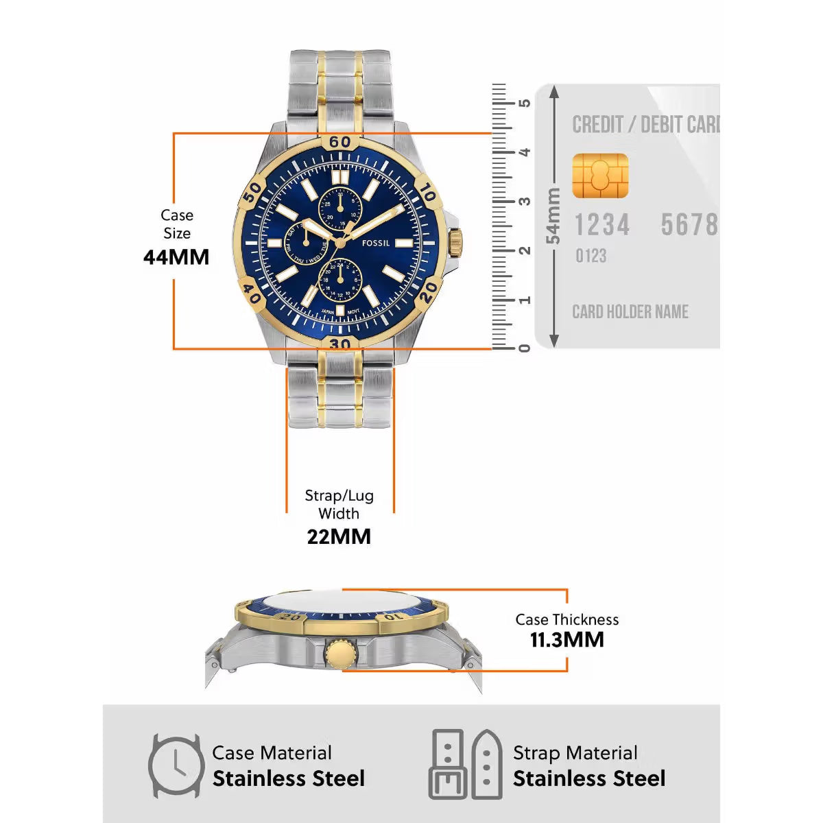 Fossil Garrett Quartz Blue Dial Multi-Function Watch For Men FS6146