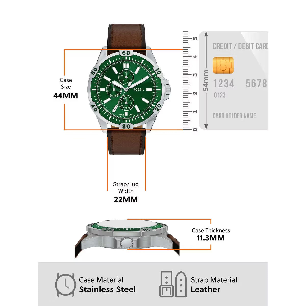 Fossil Garrett Quartz Green Dial Multi-Function Watch For Men FS6147