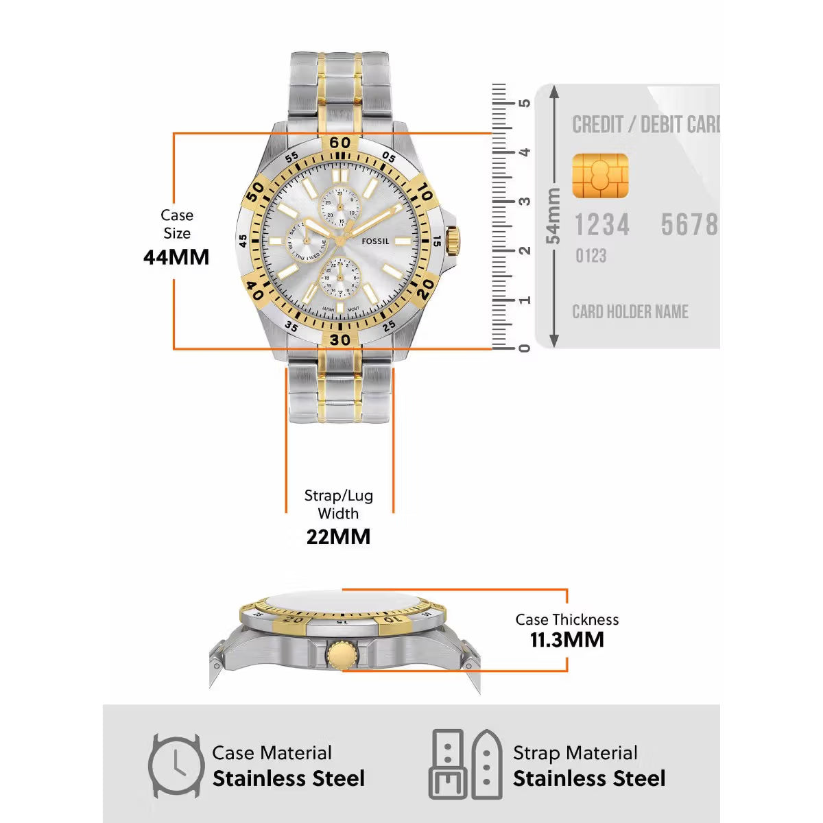 Fossil Garrett Quartz Silver Dial Multi-Function Watch For Men FS6148