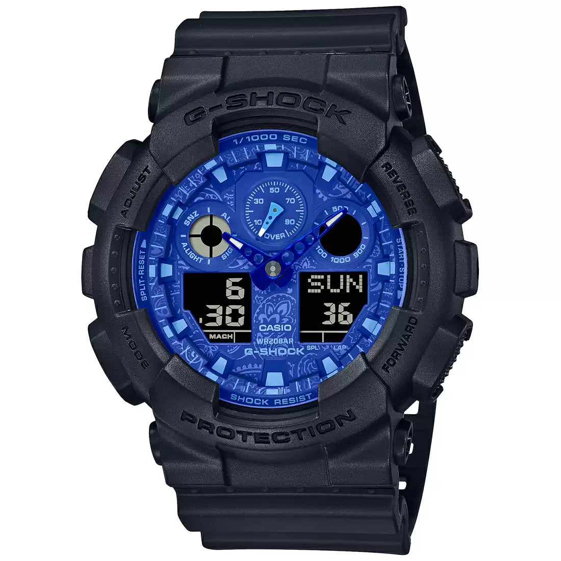 CASIO | G-Shock  GA-100BP-1ADR- Blue Paisly Analog-Digital- Men's Watch G1238