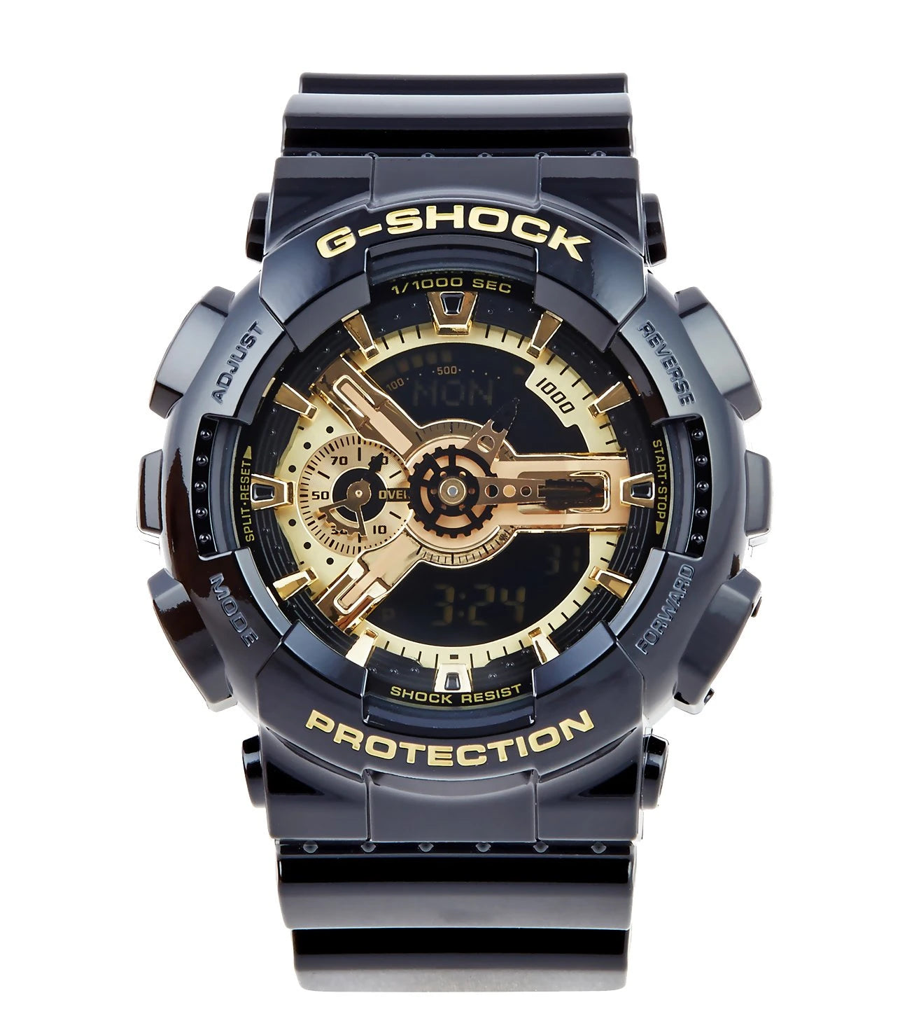 G339 Casio G Shock GA 110GB 1ADR Black Gold Analog Digital Watch Me Sai Creations Watches