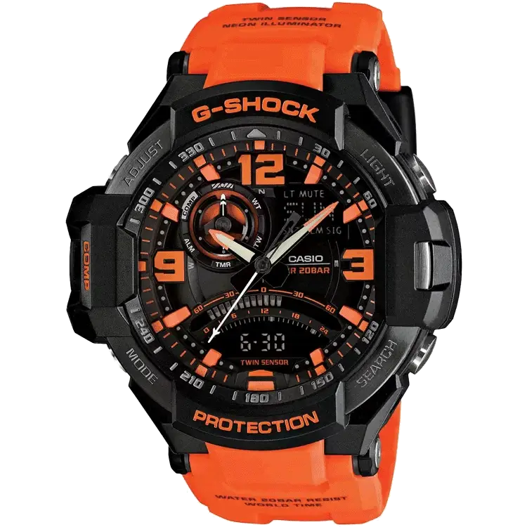 G468 Casio | G-Shock GA-1000-4ADR Black-Orange Analog-Digital Watch (Men)
