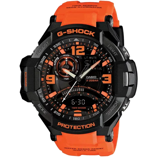 G468 Casio | G-Shock GA-1000-4ADR Black-Orange Analog-Digital Watch (Men)