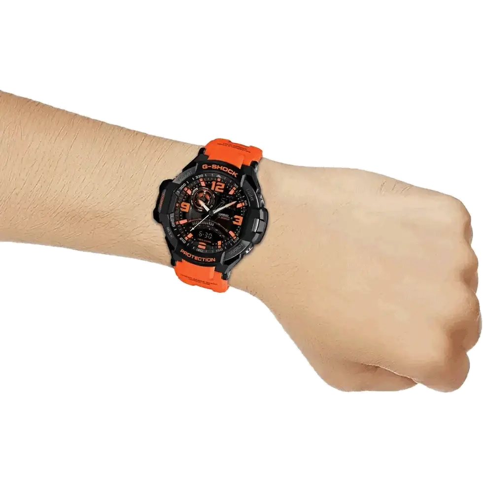 G468 Casio | G-Shock GA-1000-4ADR Black-Orange Analog-Digital Watch (Men)