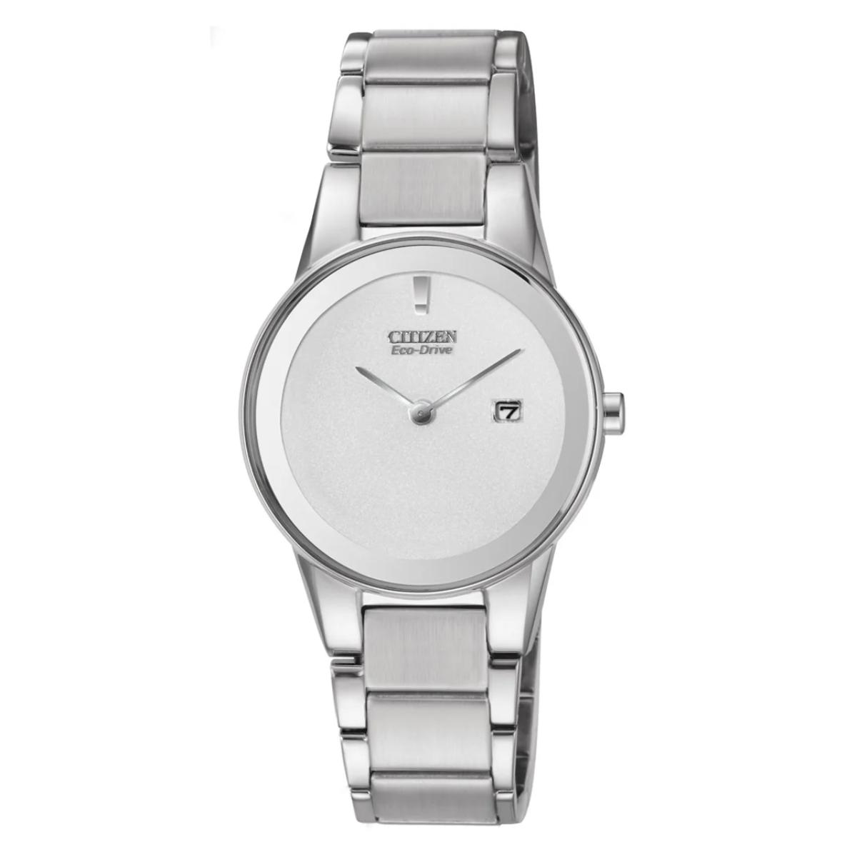 Silver Citizen watch on a white background