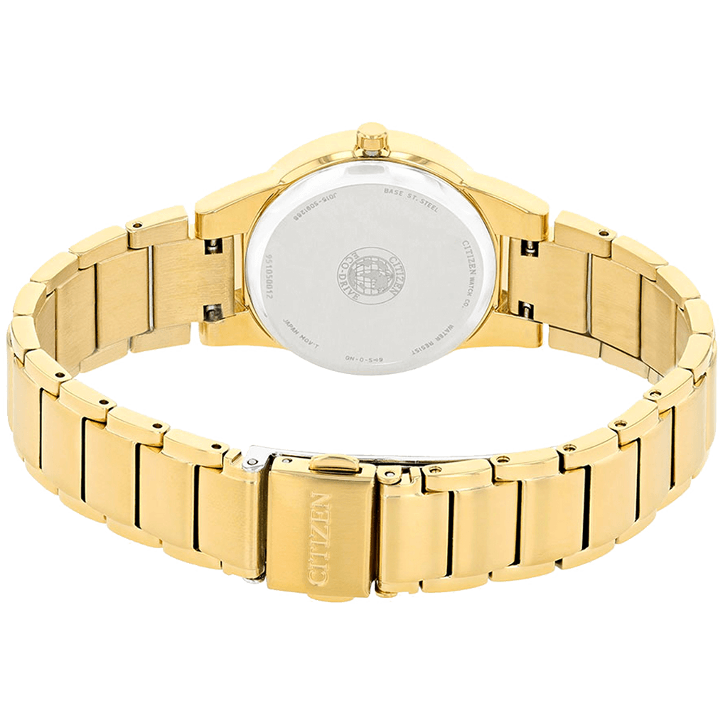 Citizen Ladies Eco-Drive Black Dial Stainless Steel Band Watch - GA1052-55E