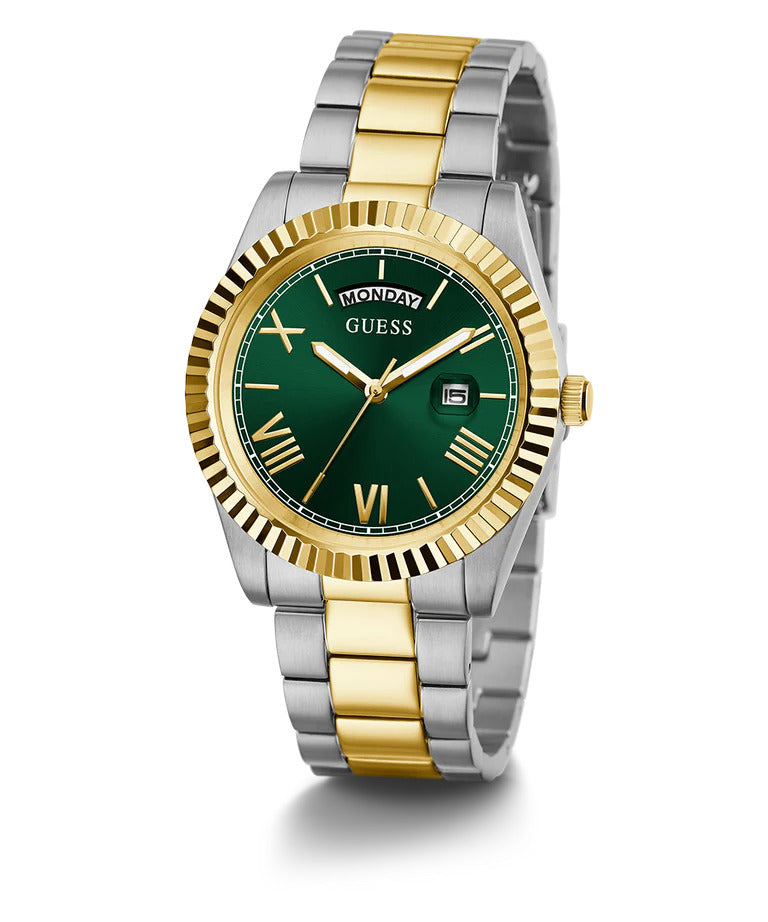 GUESS Coin Edge Bezel 2-Tone Analog Astrological Watch (Men) - GW0265G8