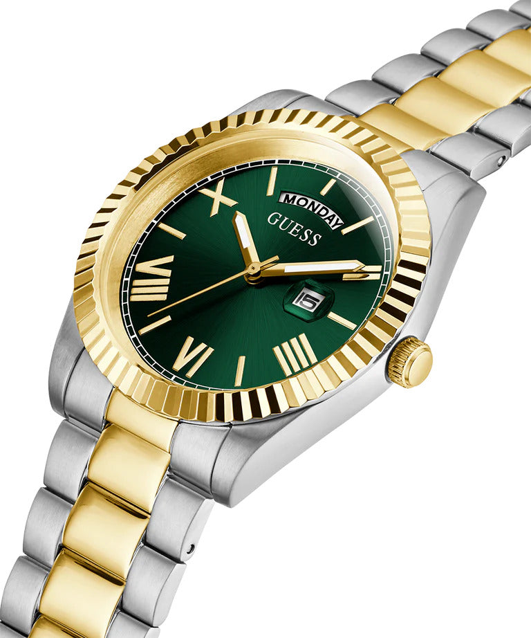 GUESS Coin Edge Bezel 2-Tone Analog Astrological Watch (Men) - GW0265G8