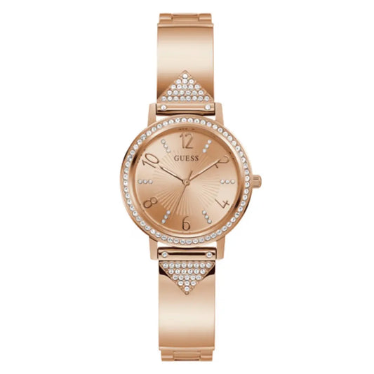 GUESS Tri Luxe Round Rose Gold Dial Analog Women's Watch GW0474L3
