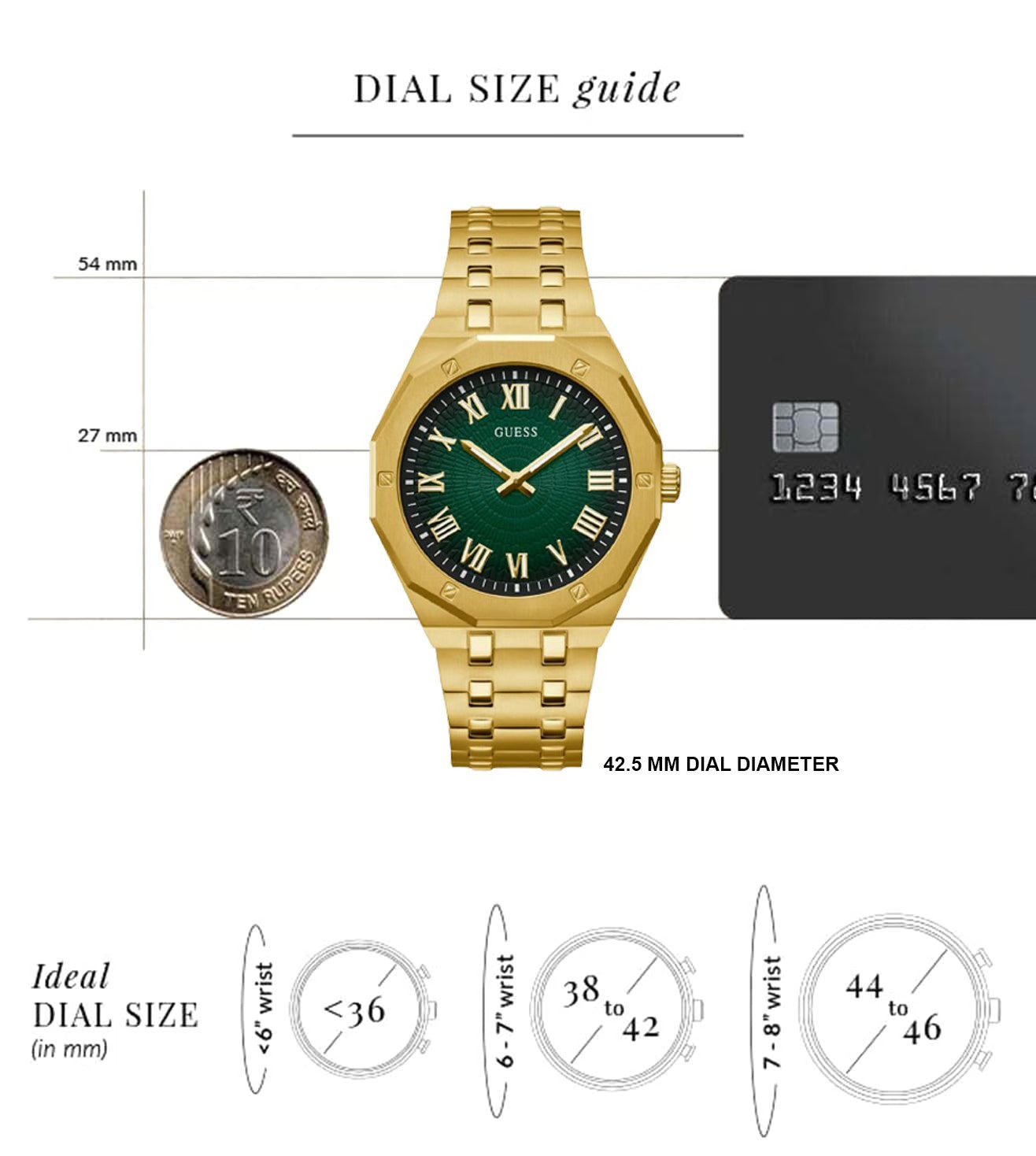 GUESS Full Roman Green Dial Analog Astrological Watch for Men -GW0575G2