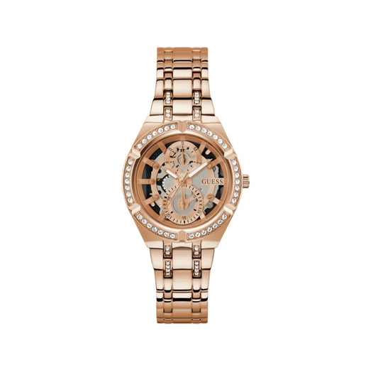 GUESS ALLARA Women Rose Gold Round Dial Analog Watch GW0604L3