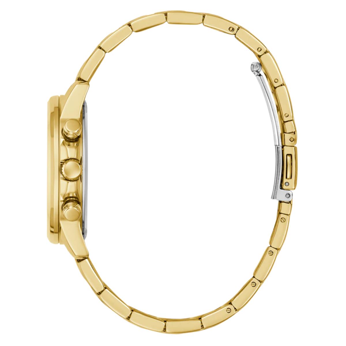 Gold watch case on a white background