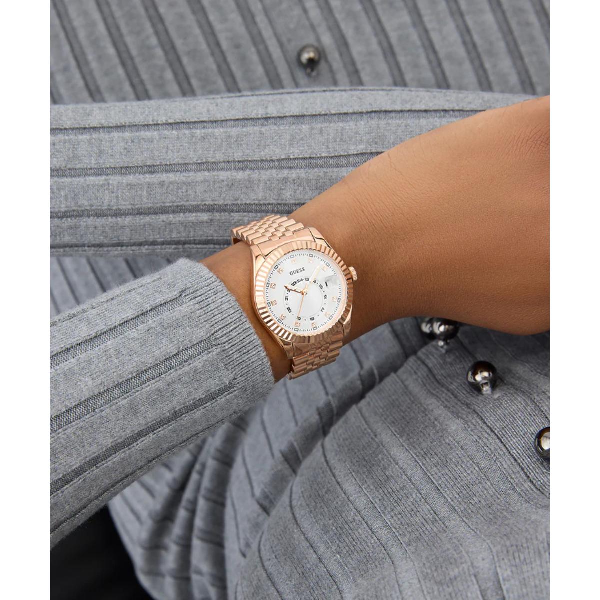 GUESS Quartz White Dial Analog Recycled Women's Watch GW0936L4