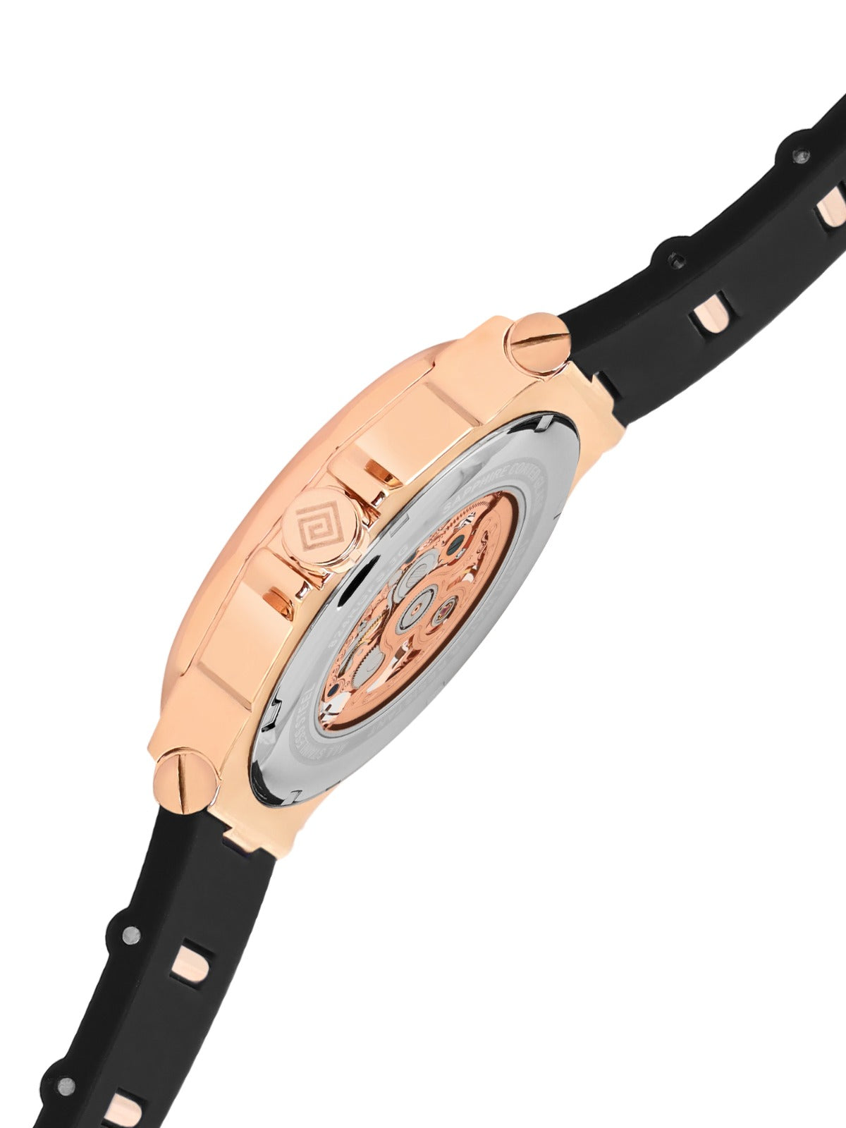 D'SIGNER Rose Gold Dial Black Silicon Strap Automatic Men's Watch