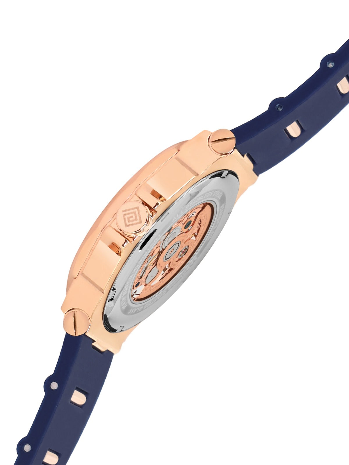 D'SIGNER Rose Gold Dial Blue Silicon Strap Automatic Men's Watch