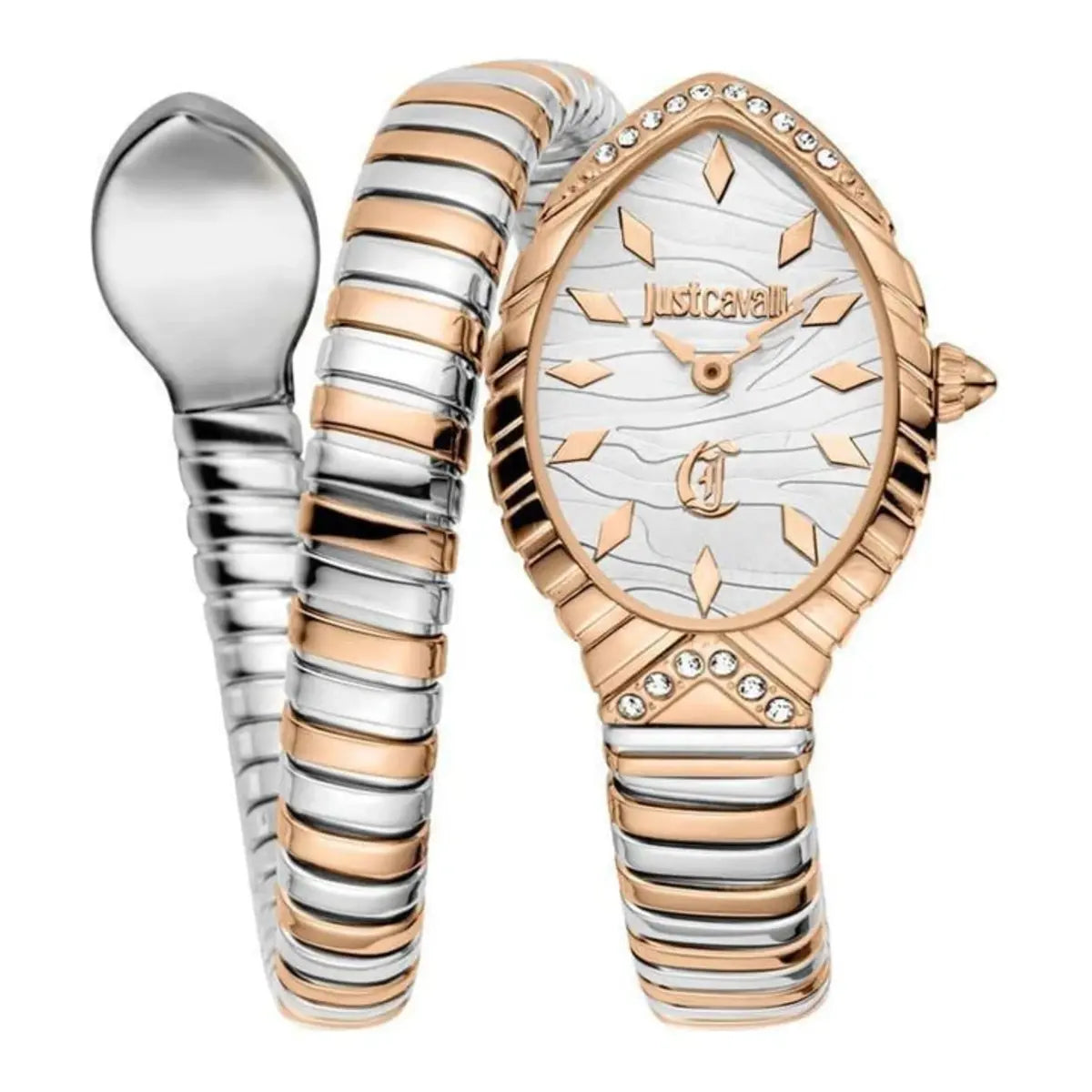 JUST CAVALLI Unica Snake Silver Oval Dial Analog Women Watch - JC1L322M0065