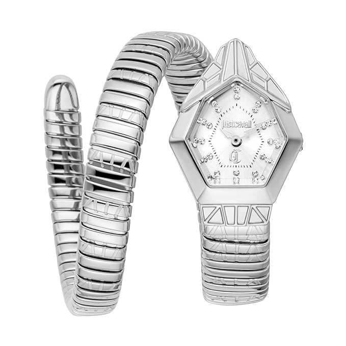 Just Cavalli Snake Gemma Silver Dial Analogue Watch For Women JC1L358M0015