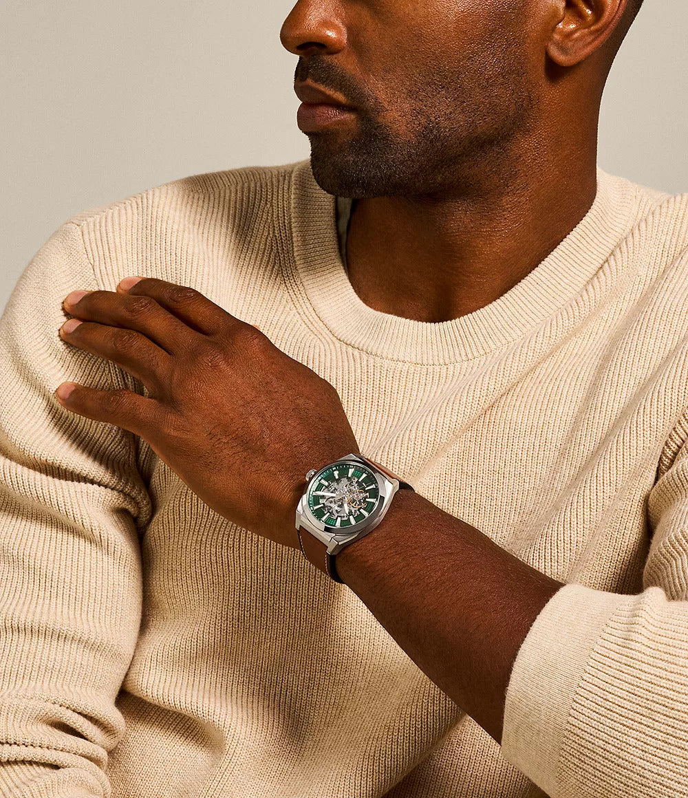 ME3261 Fossil | Everett Automatic Brown Leather Watch (Men)