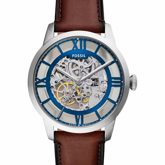 Fossil Mechanical Clear Dial Analog Leather Strap Men Watch ME3267