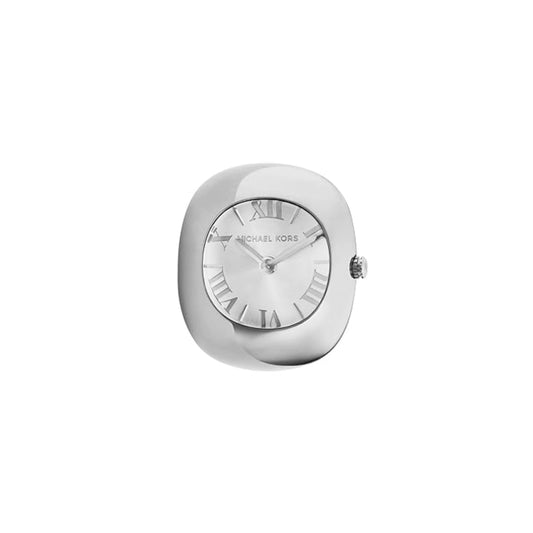 Silver watch with Roman numeral markers on a white background