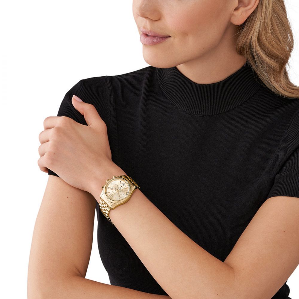 Michael Kors Lexington Quartz Gold Dial Chronograph Women Watch MK7378