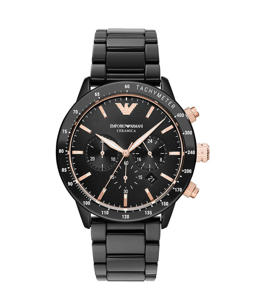 AR70002 | EMPORIO ARMANI Mario Black Dial Watch for Men