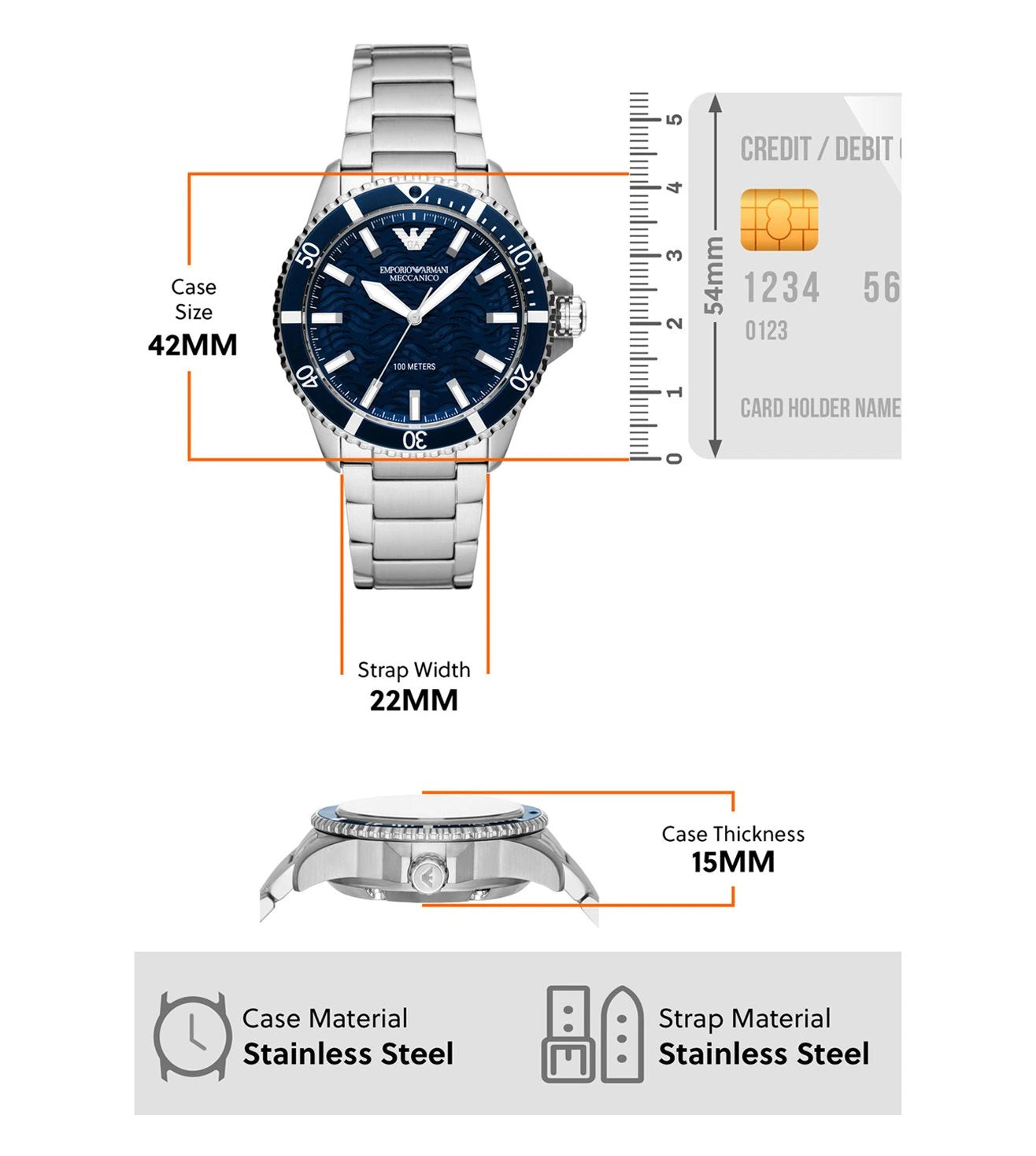 AR60059 Emporio Armani | Round Navy Blue Analog Watch (Men)