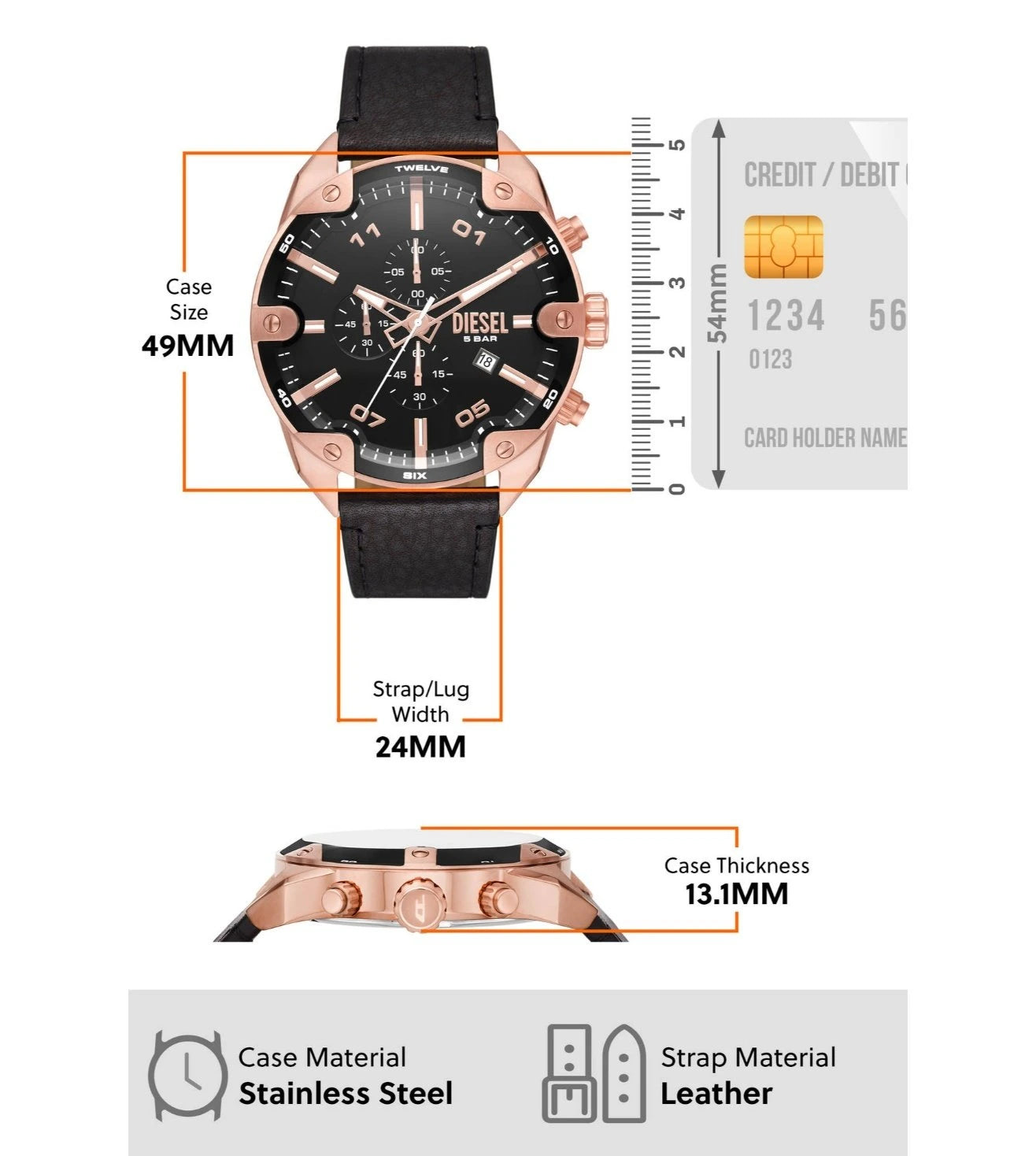 DZ4607 | DIESEL Spiked Chronograph Analog Watch for Men