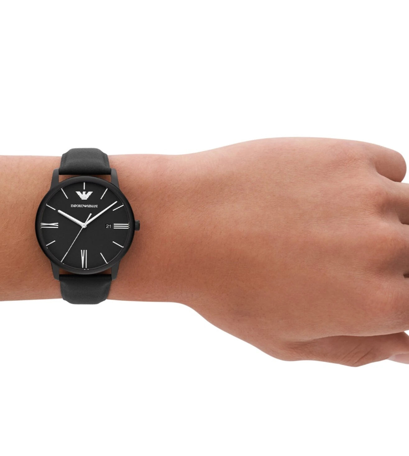 AR11573 Emporio Armani | Round Black Dial 42mm Analog Watch (Men)