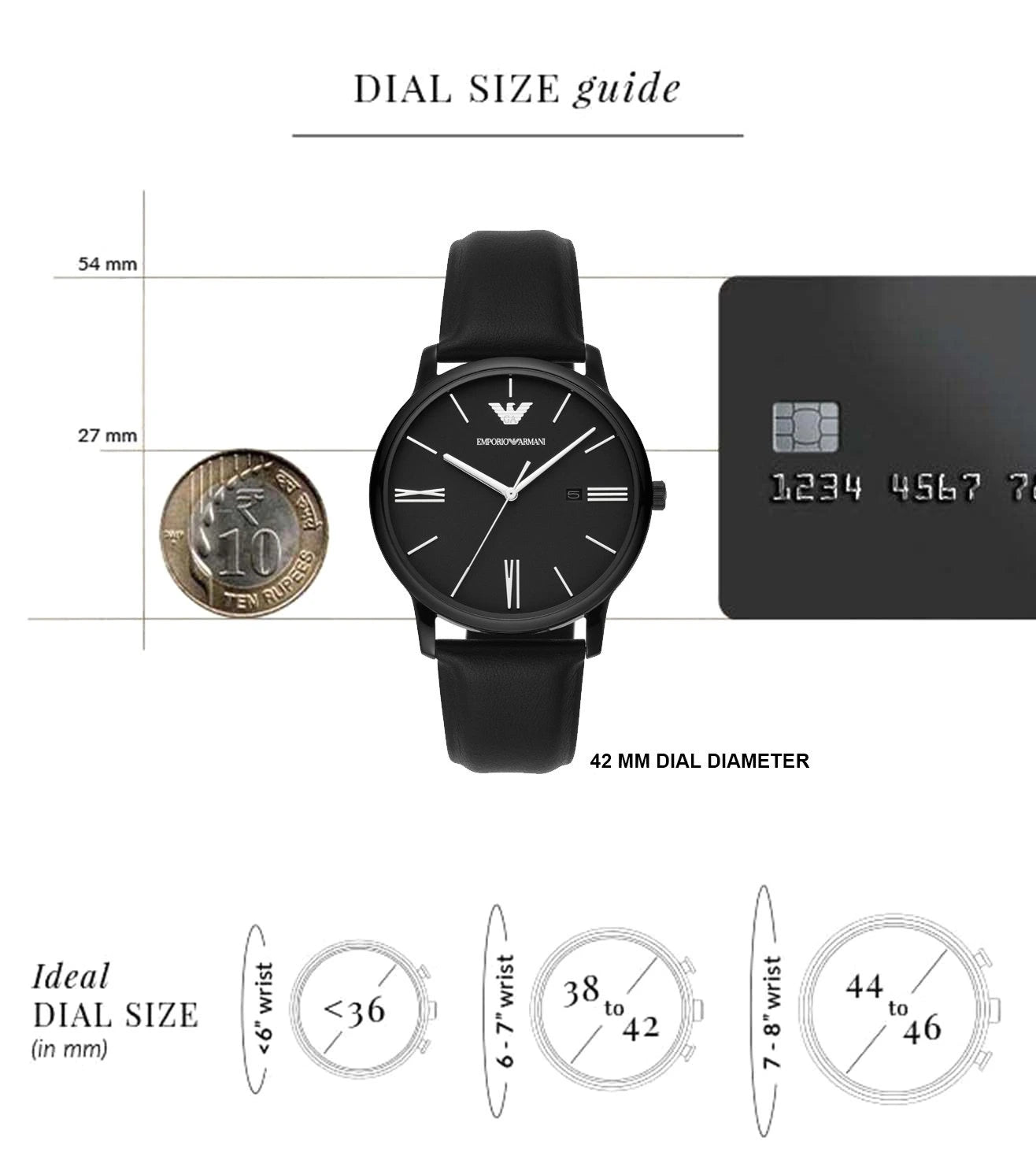 AR11573 Emporio Armani | Round Black Dial 42mm Analog Watch (Men)