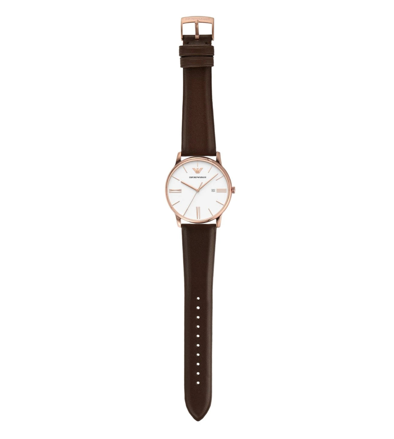 AR11572 Emporio Armani | White Dial Leather Strap Analog Watch (Men)
