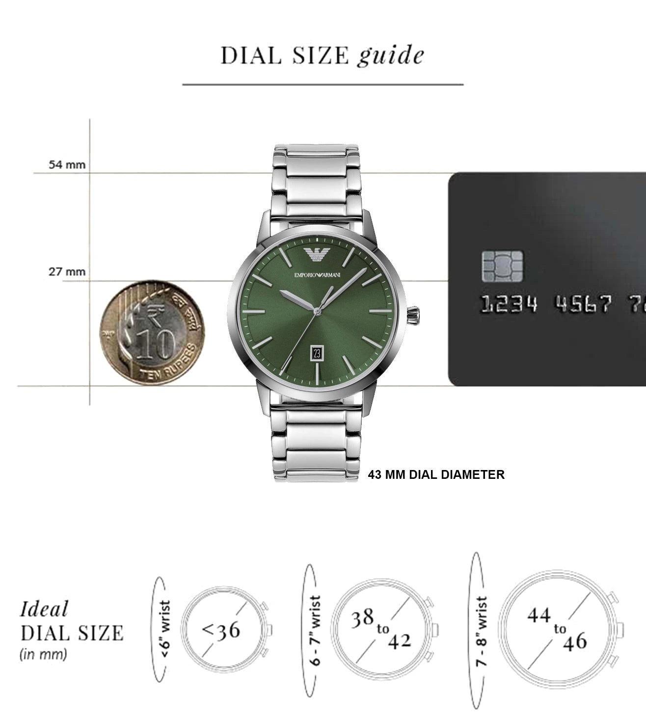 AR11575 Emporio Armani | Green Round Dial St Steel Analog Watch (Men)